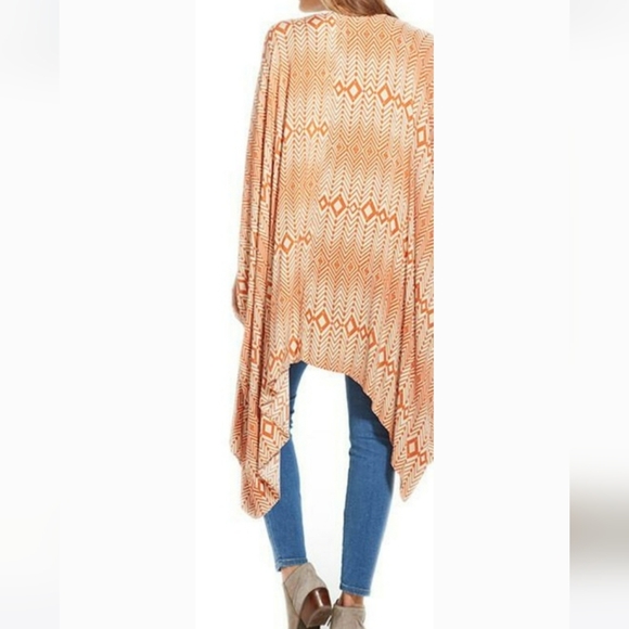 Chaser Scarf Print Kimono in Orange and White Size XS/S - Picture 4 of 11